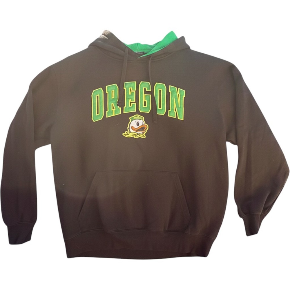 Oregon Ducks Hoodie Mens XL Black Cotton Fleece Pullover Embroidered Logo Duck